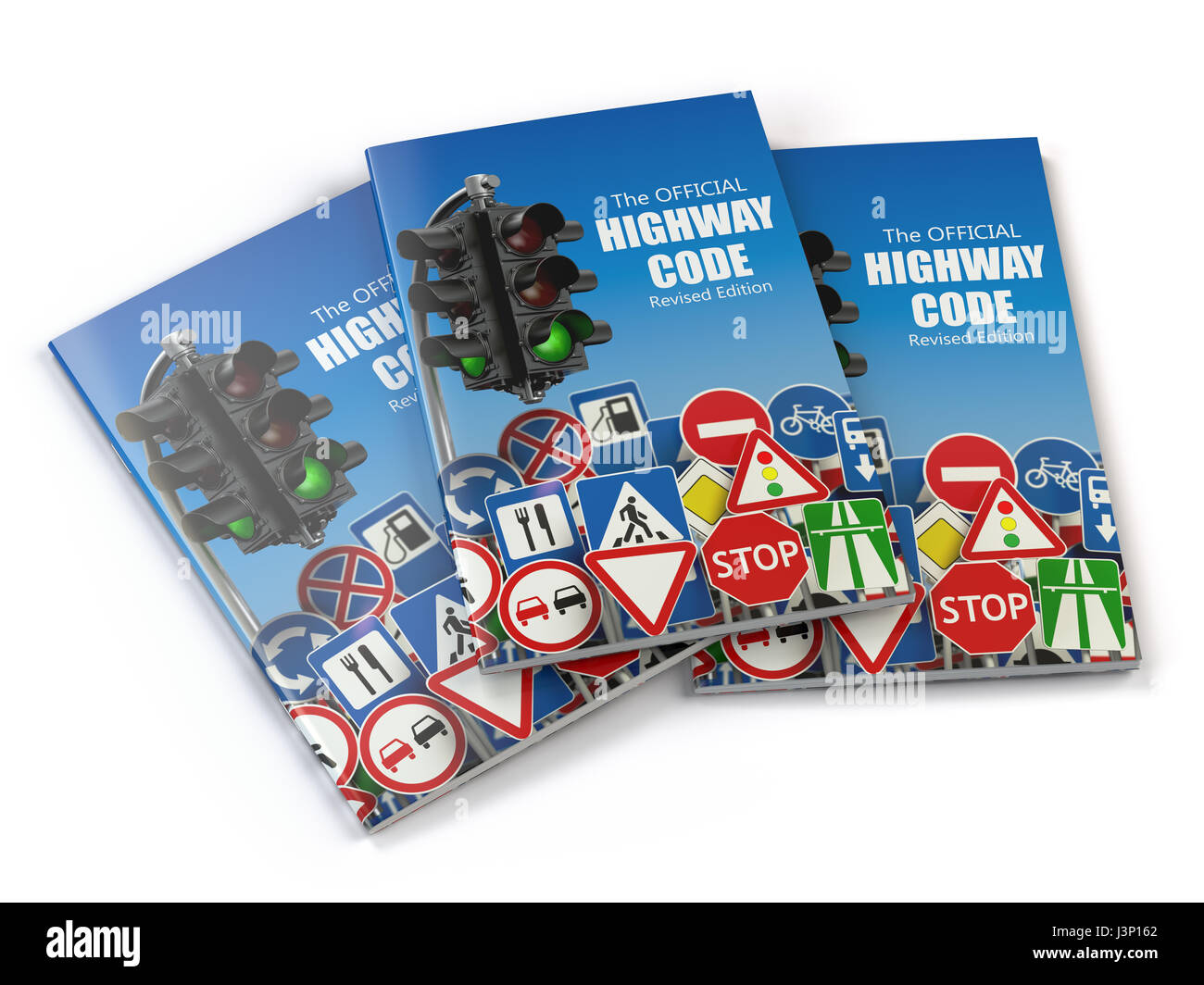 Highway code book. Book of traffic rules and law with traffic road sign