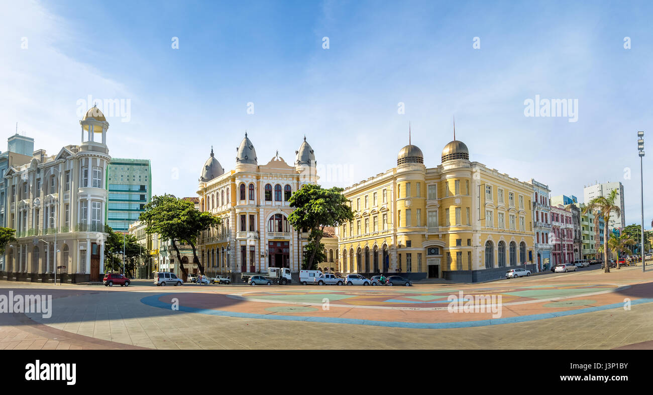 Panoramic view of Marco Zero Square at Ancient Recife district - Recife, Pernambuco, Brazil Stock Photo