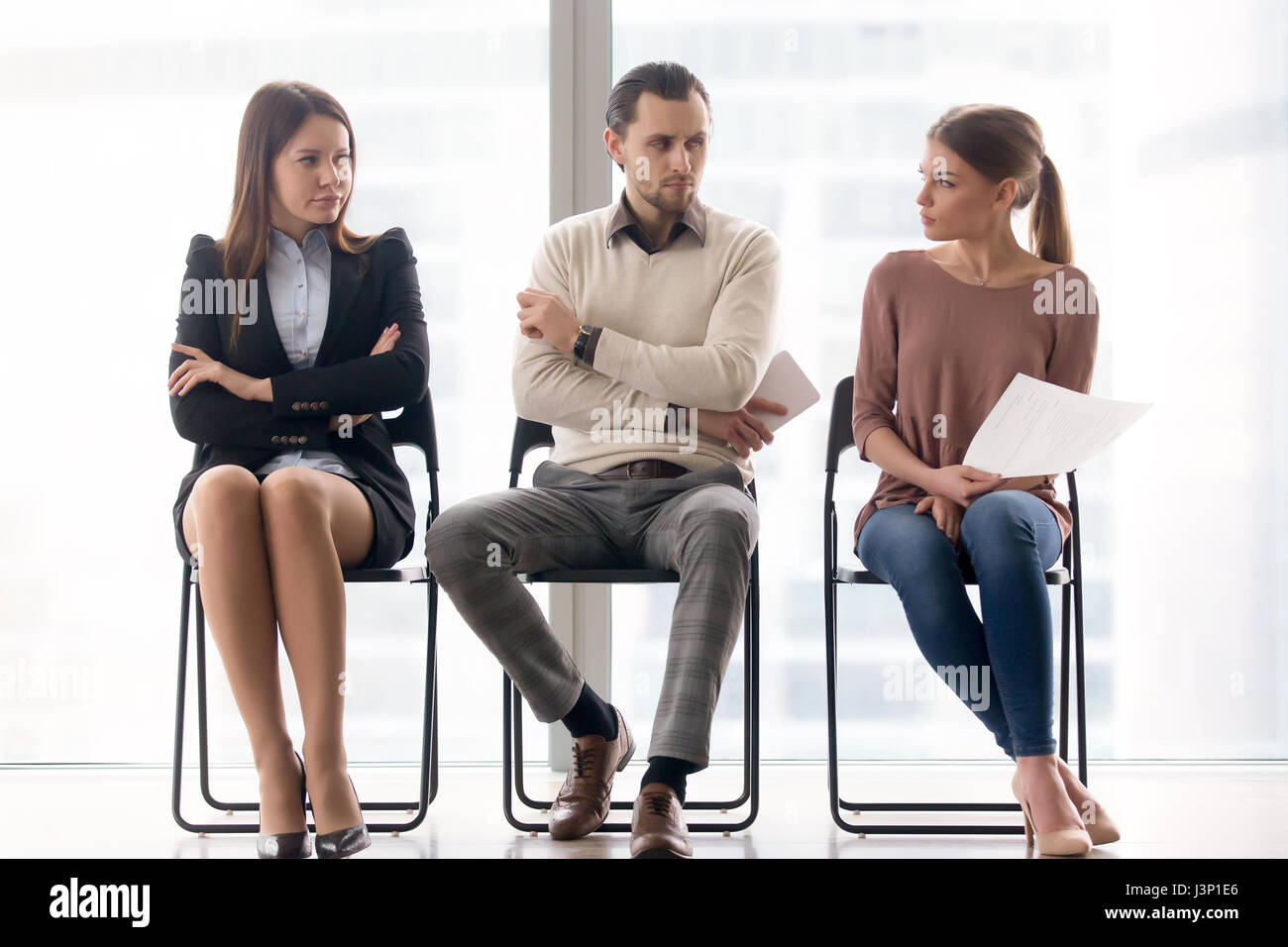 Job seekers compete for position, rivalry and competition betwee Stock ...