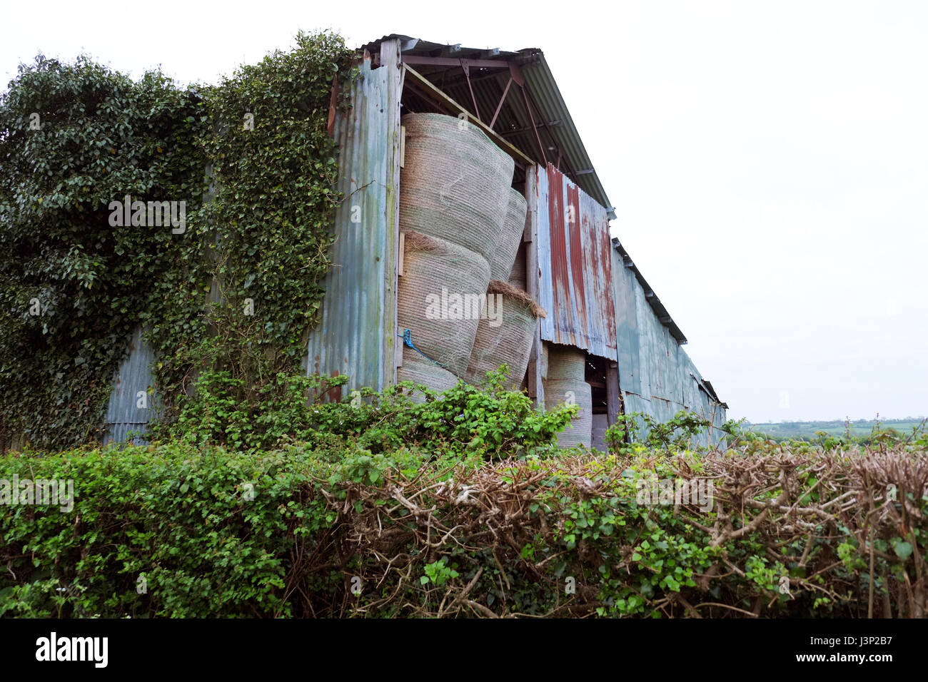 22nd April 2017 Old Tin Barn With Large Bales Falling Through