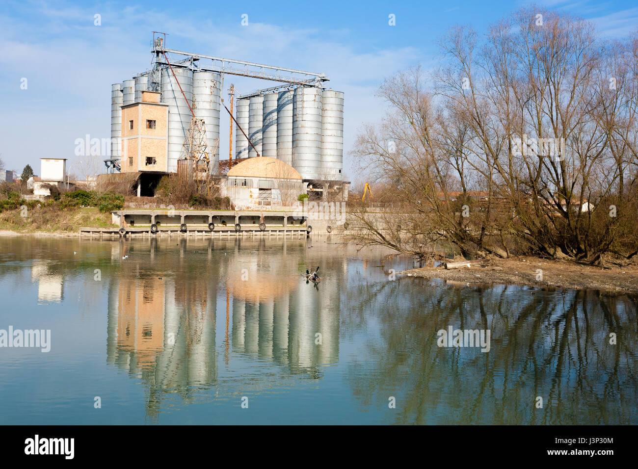 Industrial archeology along Sile river. Old abandoned factory. Italian landmark Stock Photo