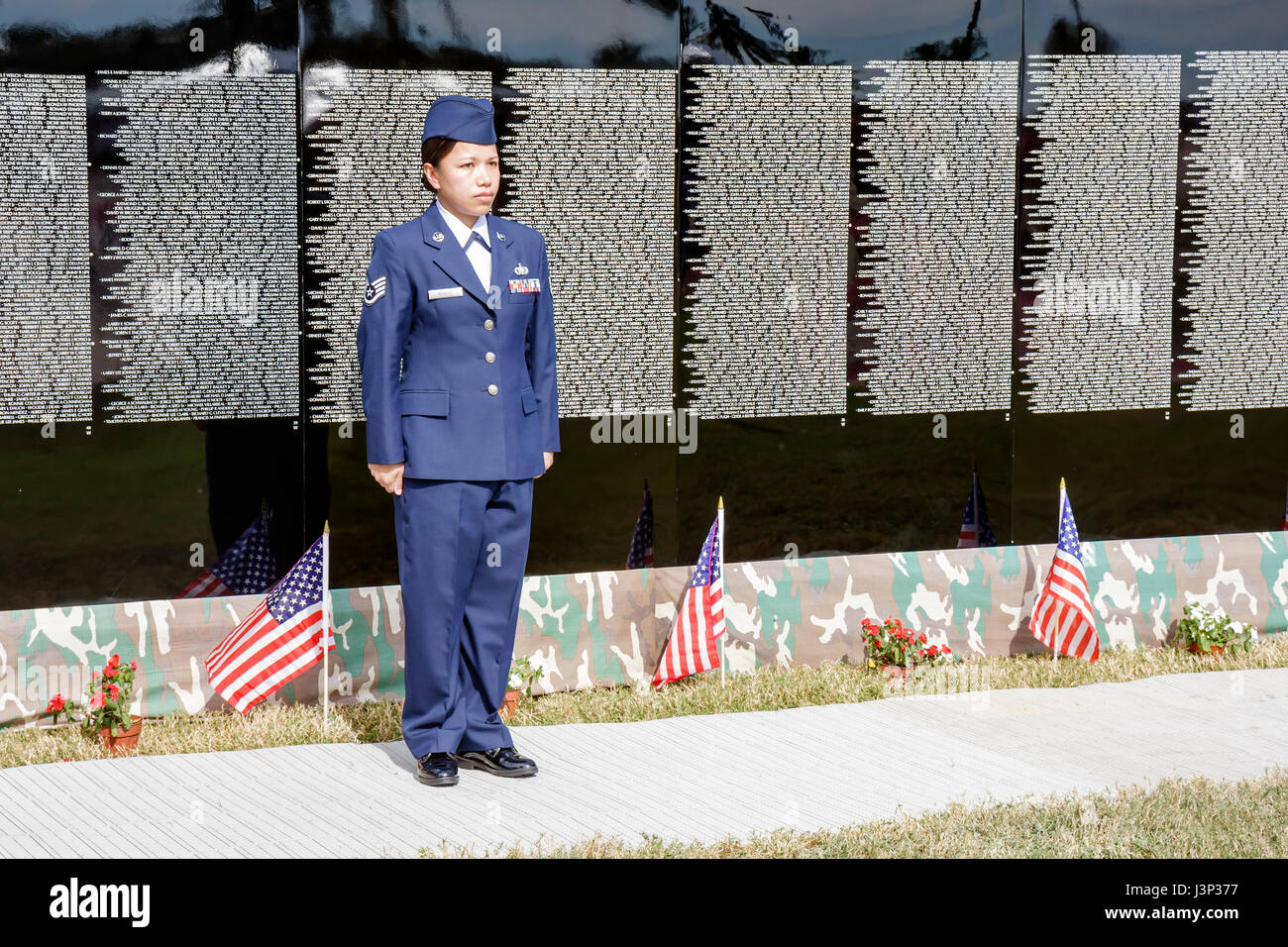 Miami Florida,Bayfront Park,The Moving Wall,Vietnam Veterans Memorial,replica,names,killed in action,opening ceremony,military,war,soldier,honor,Hispa Stock Photo