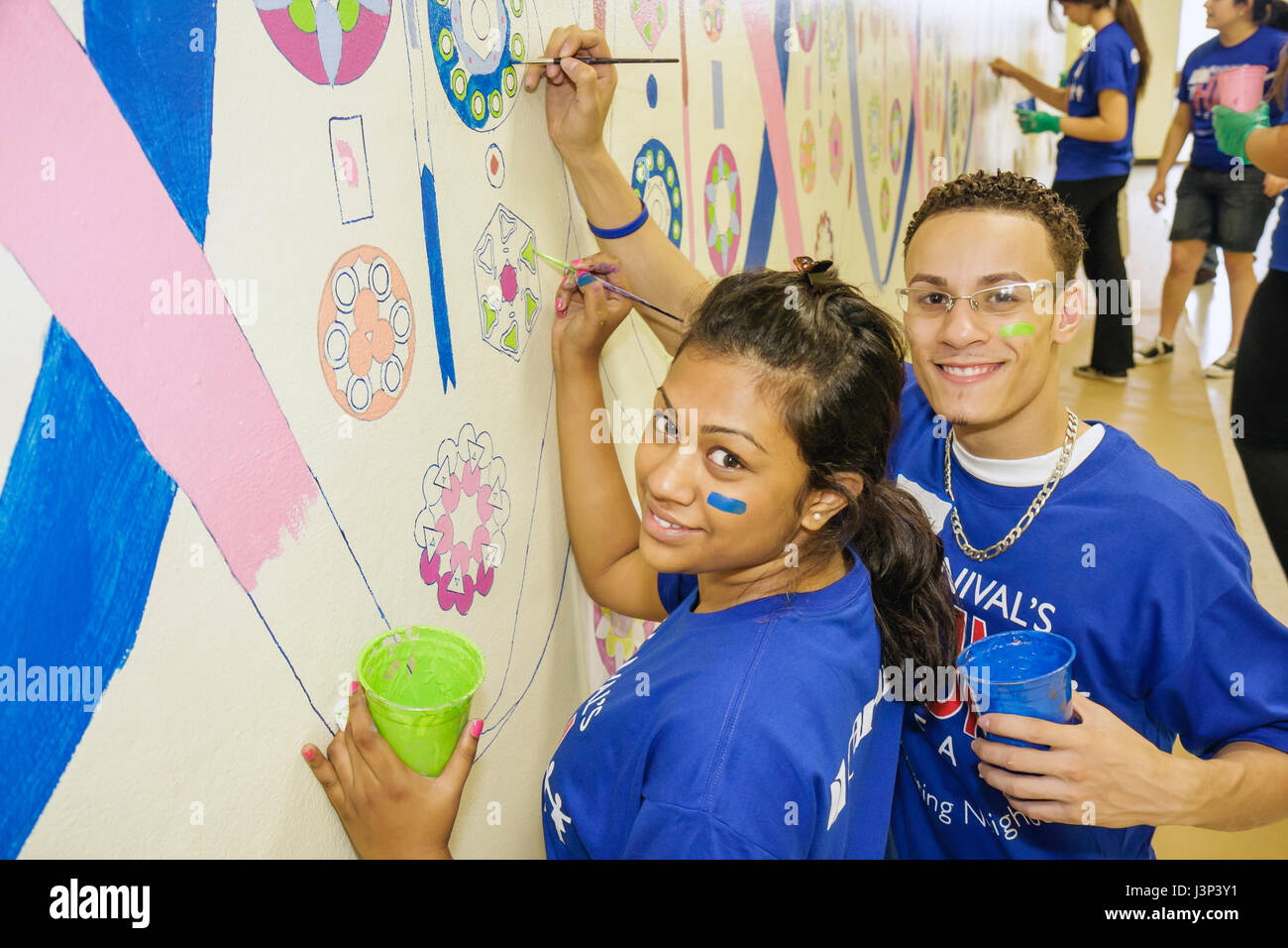 Miami Florida,Overtown,Hands On HandsOn Miami Day,volunteer volunteers volunteering work worker workers,working together contributing help,helping Cit Stock Photo