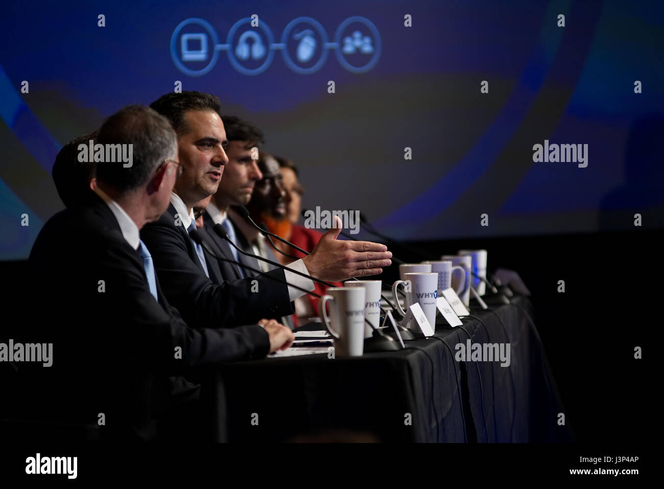Rich Negrin at the Philadelphia District Attorney Debate at the WHYY Studios, in Philadelphia, PA, on April 27, 2017. Stock Photo