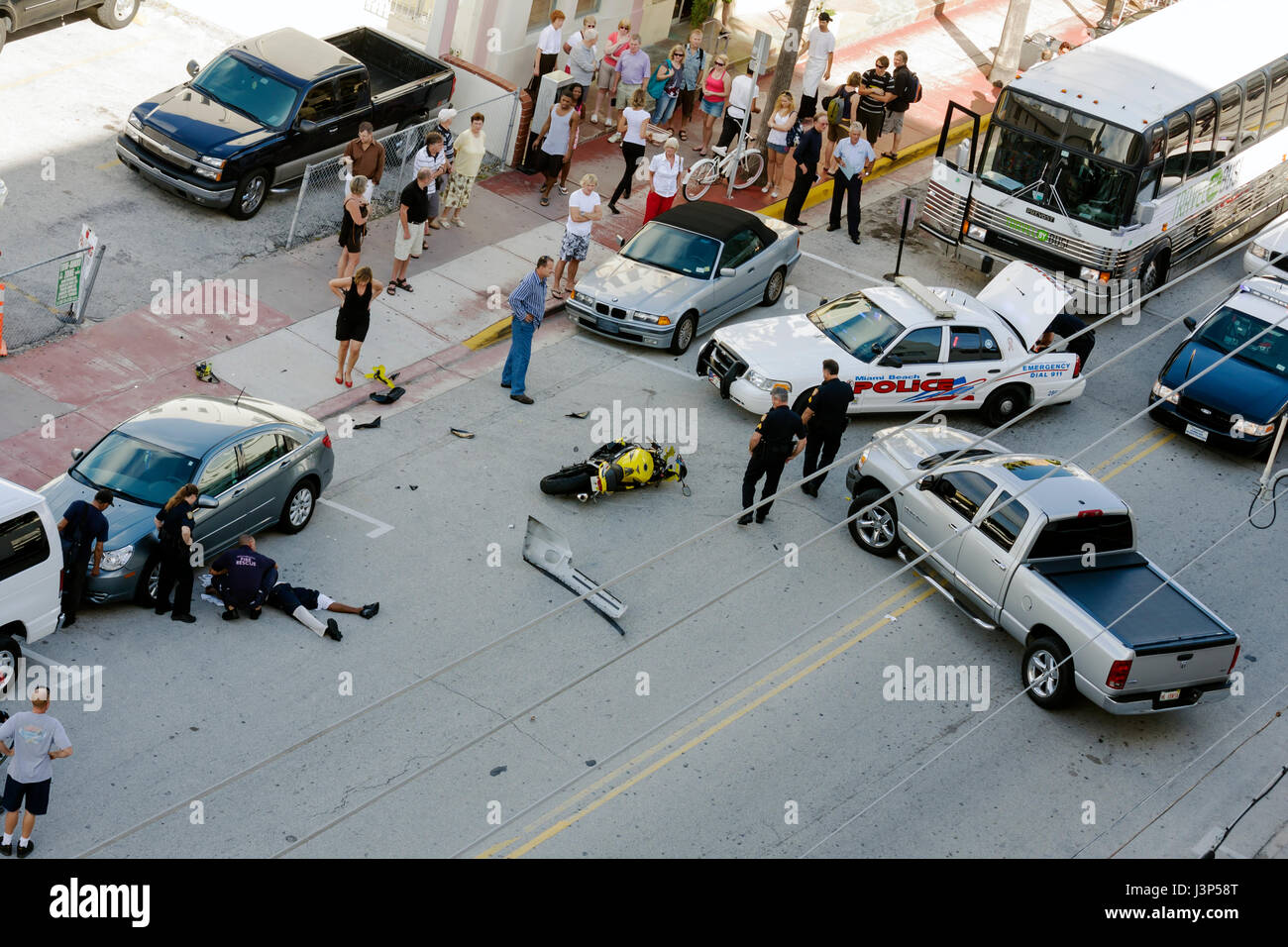 Miami Beach Florida,Ocean Drive,motorcycle motorcycles accident