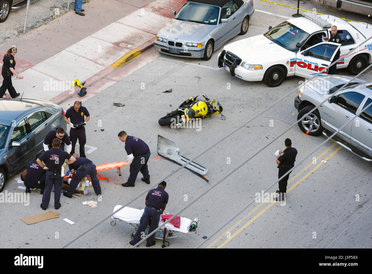 Miami Beach Florida,Ocean Drive,motorcycle motorcycles accident