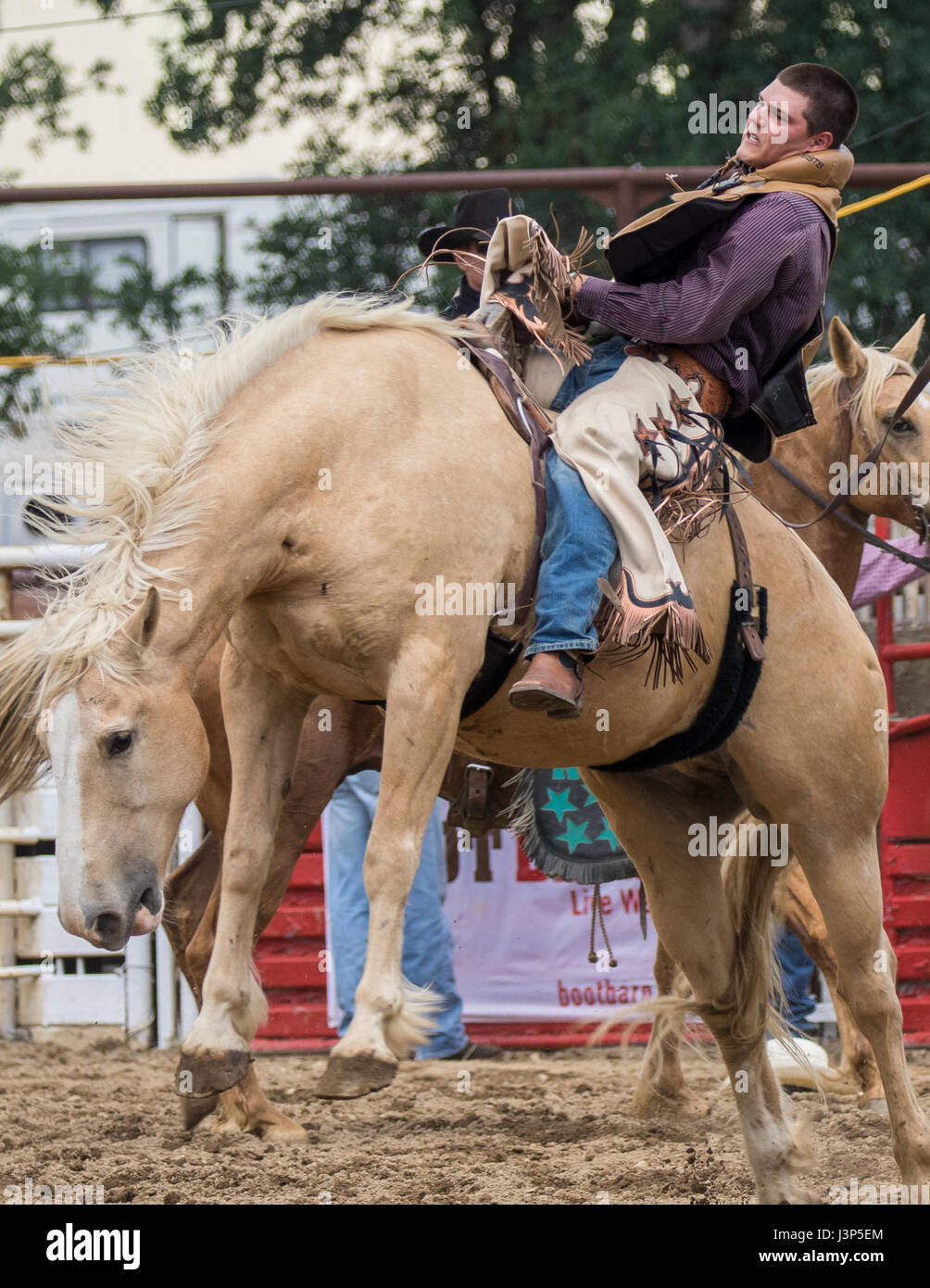 Rodeo action at the Cottonwood Rodeo in northern California Stock Photo