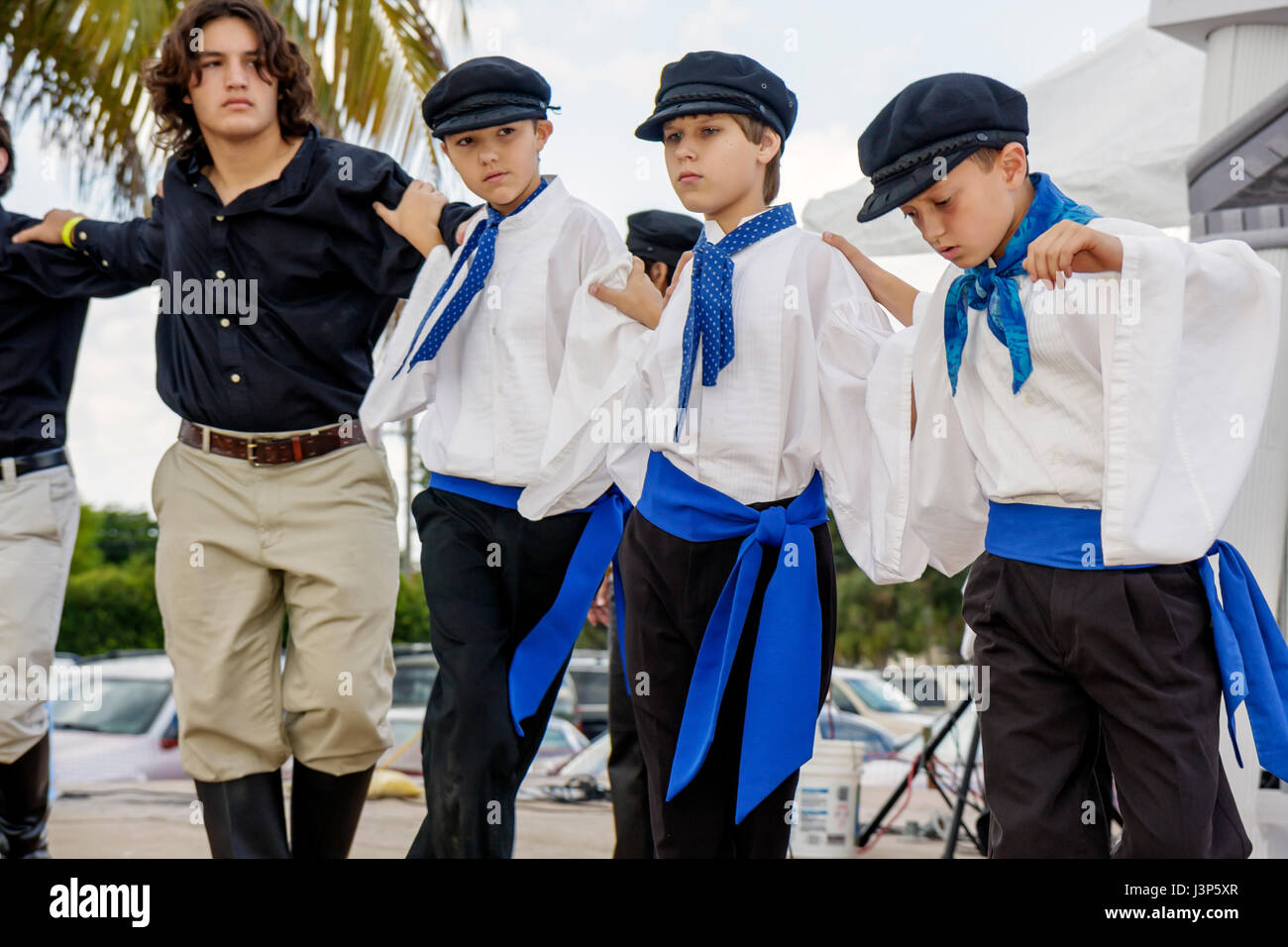 Miami Florida,Kendall,St. Andrew Greek Orthodox Church,Greek Festival,festivals,celebration,fair,fair,event,ethnic dress,dance,dancers,perform,hold ar Stock Photo