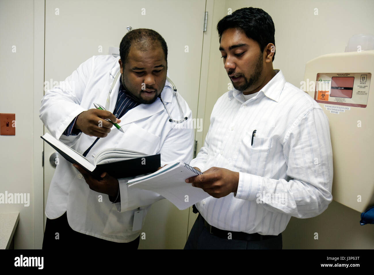 Miami Beach Florida,Mount Mt. Sinai Medical Center,centre,hospital,healthcare,third year,Caribbean medical school,student students,Black man men male, Stock Photo