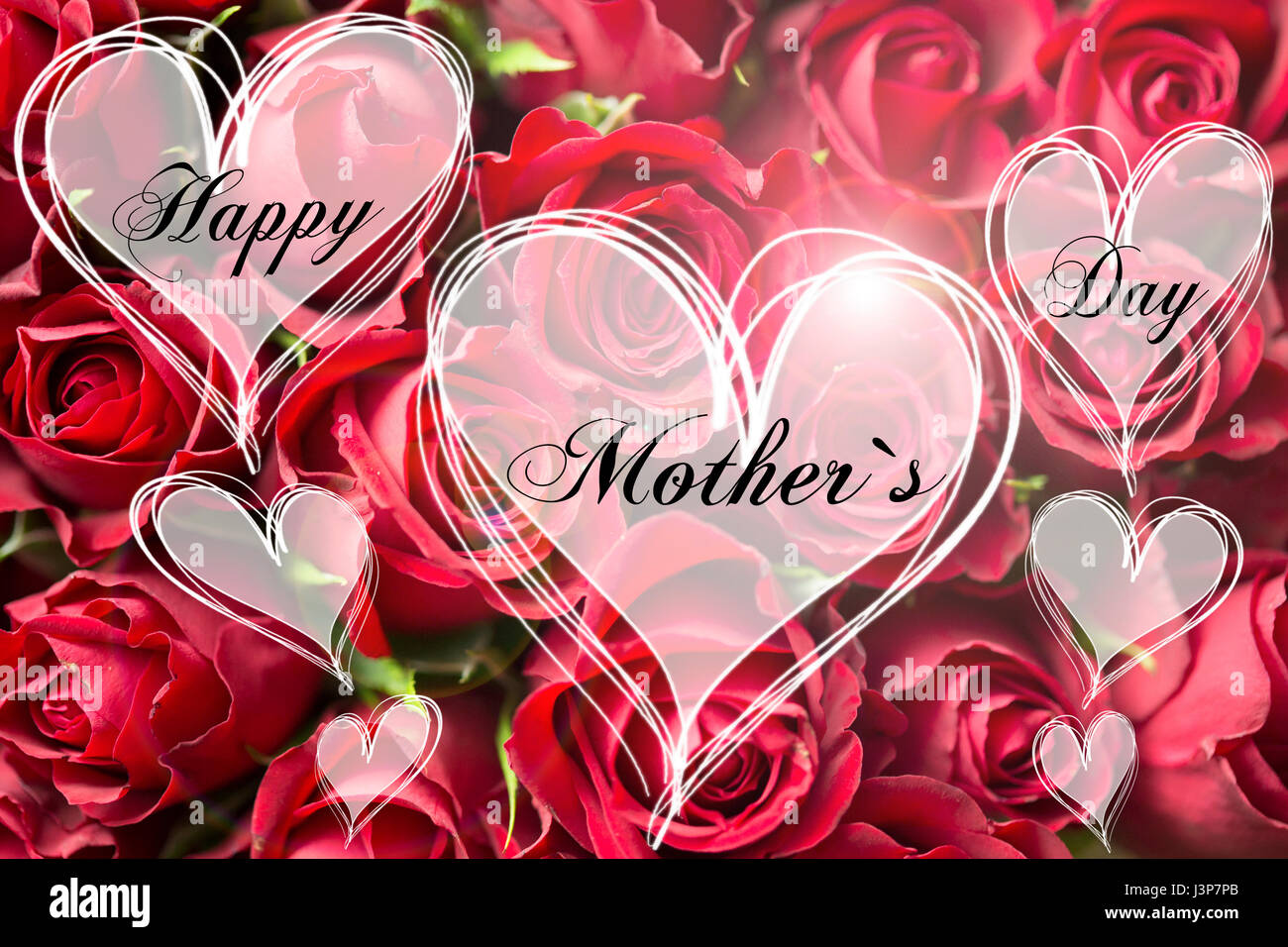 Happy Mother's Day text with decorative floral heart shape Mother card ...