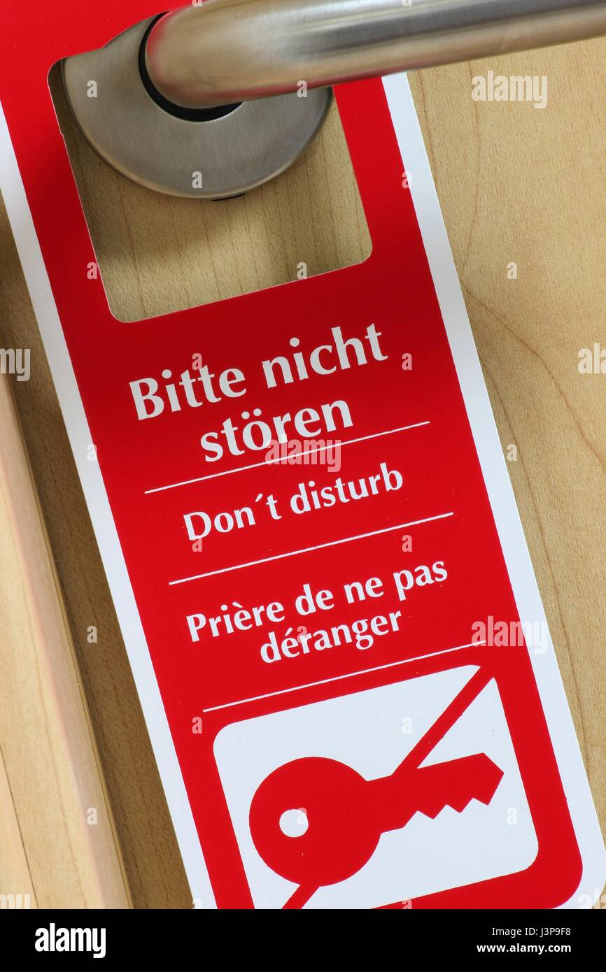 do not disturb sign at the door of a hotel room Stock Photo