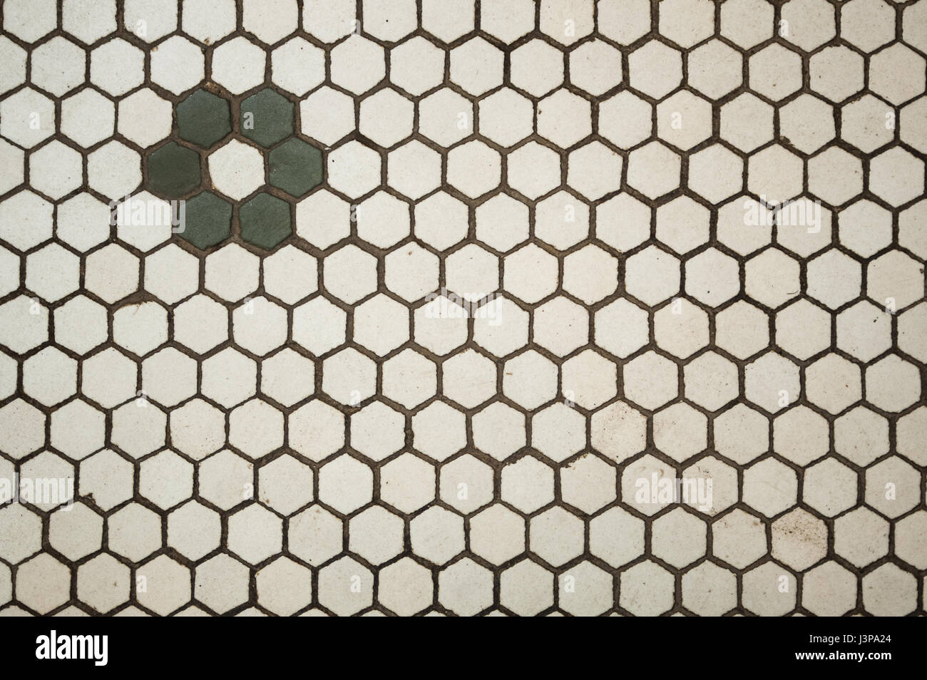 Subway white tile background with green detail Stock Photo