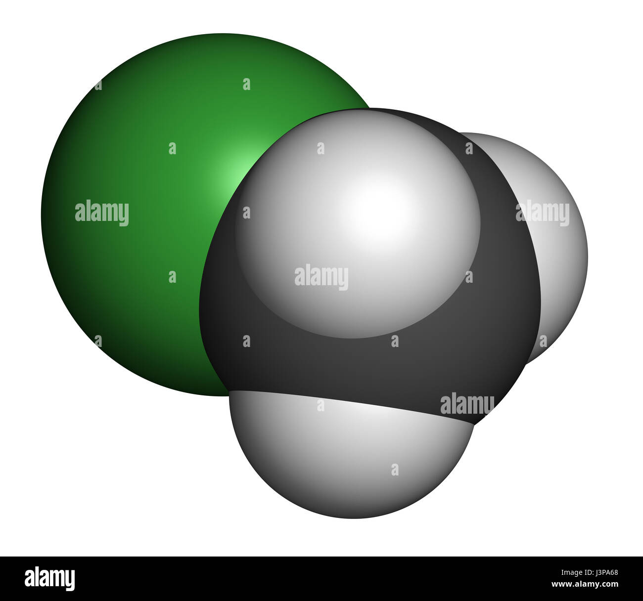 Chloromethane (methyl chloride) molecule. Atoms are represented as