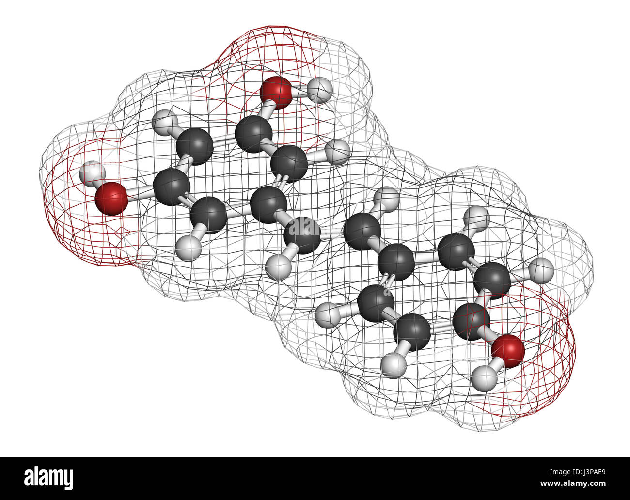 Resveratrol molecule. Present in many plants, including grapes and