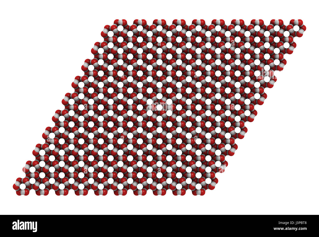 Ice (frozen water, hexagonal), crystal structure. Atoms shown as color