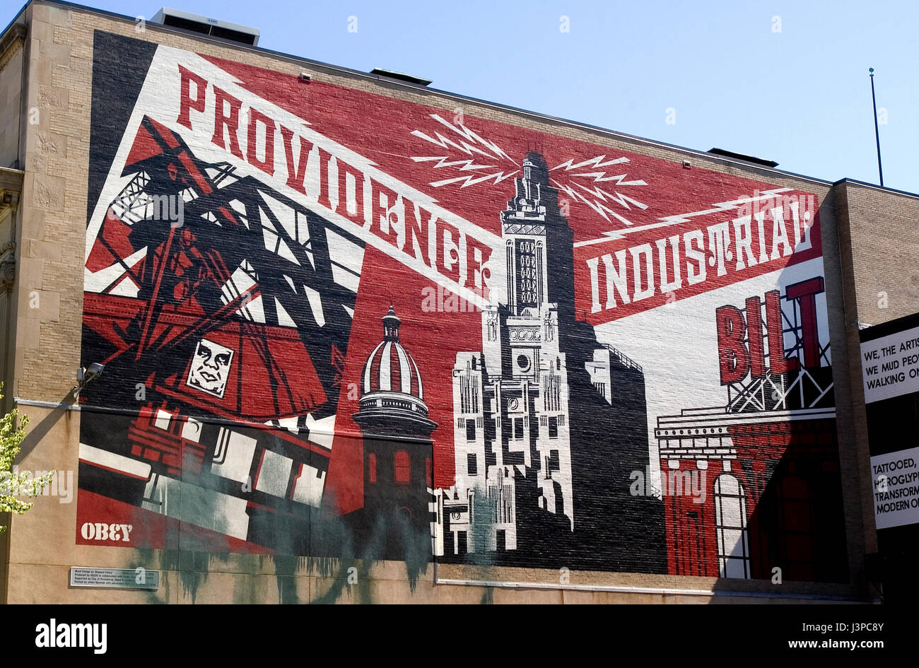 A Painting on the side of a building in downtown Providence, Rhode Island, USA Stock Photo