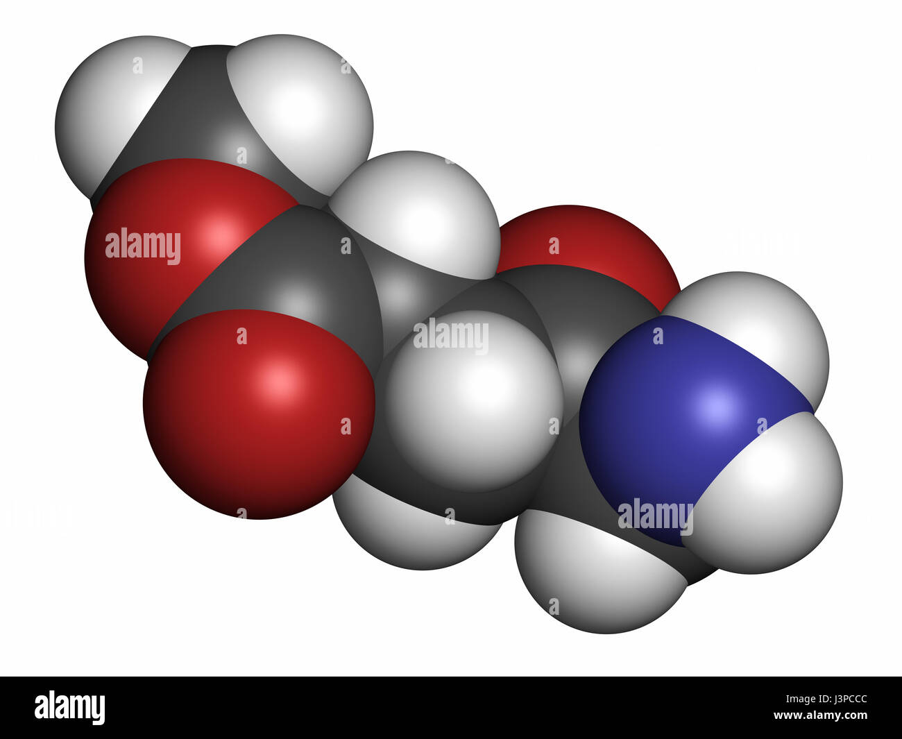 Methyl aminolevulinate non-melanoma skin cancer drug molecule. Used in photodynamic therapy. Atoms are represented as spheres with conventional color  Stock Photo