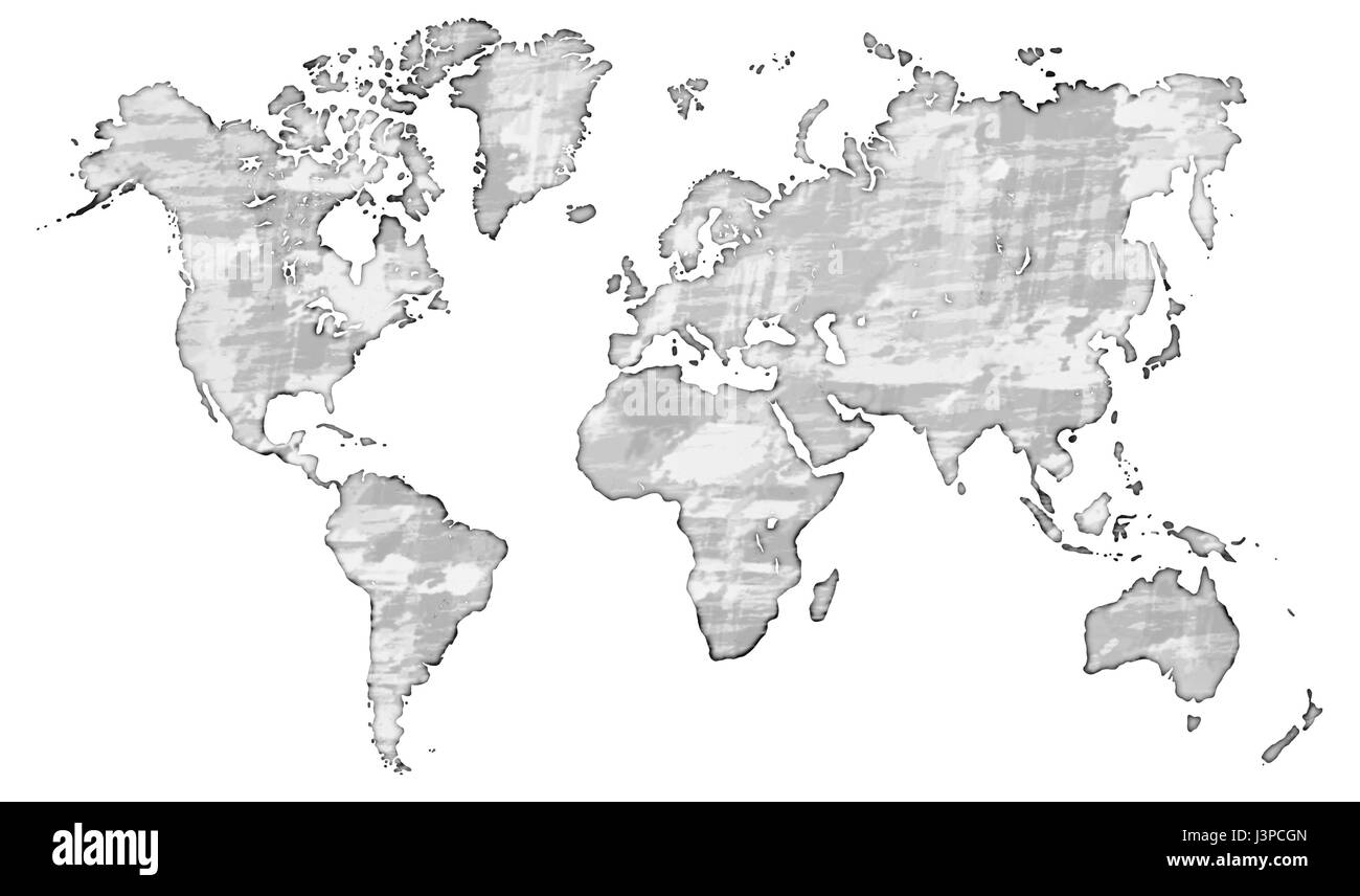 Map Of The World Black And White Labeled Continents