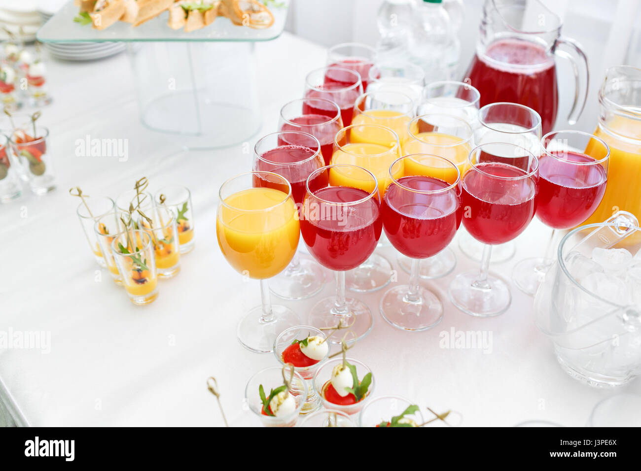 Restaurant Cocktail Tables in the Cocktail party. ice in a transparent