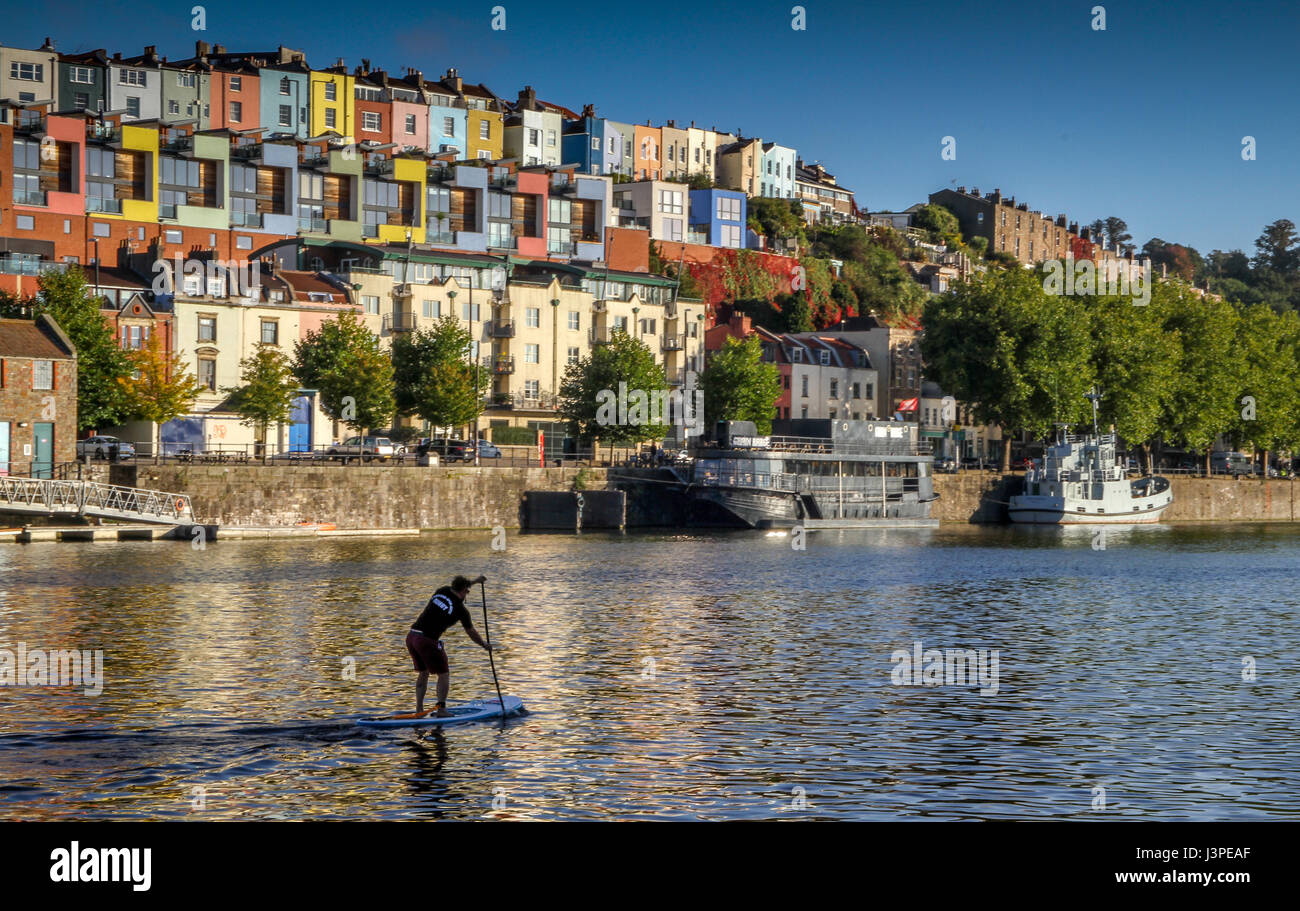 Bristol harbourside paddle boarding hotwells UK Stock Photo