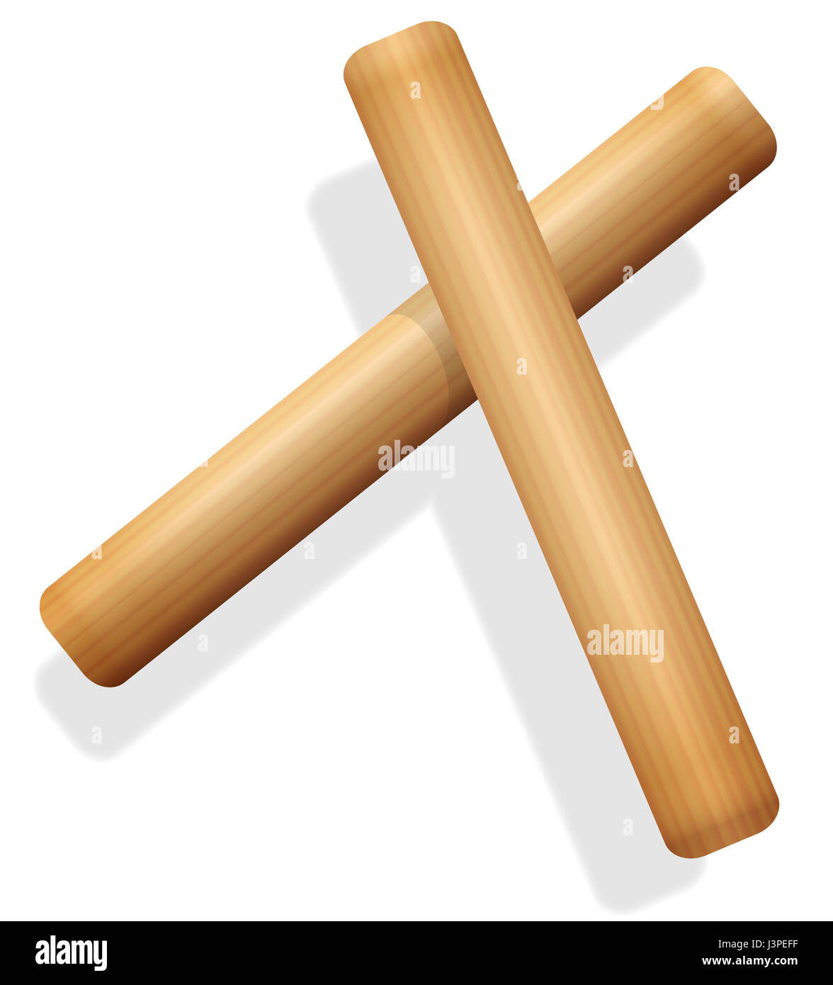 Claves - wooden hand percussion instrument - illustration on white background. Stock Photo