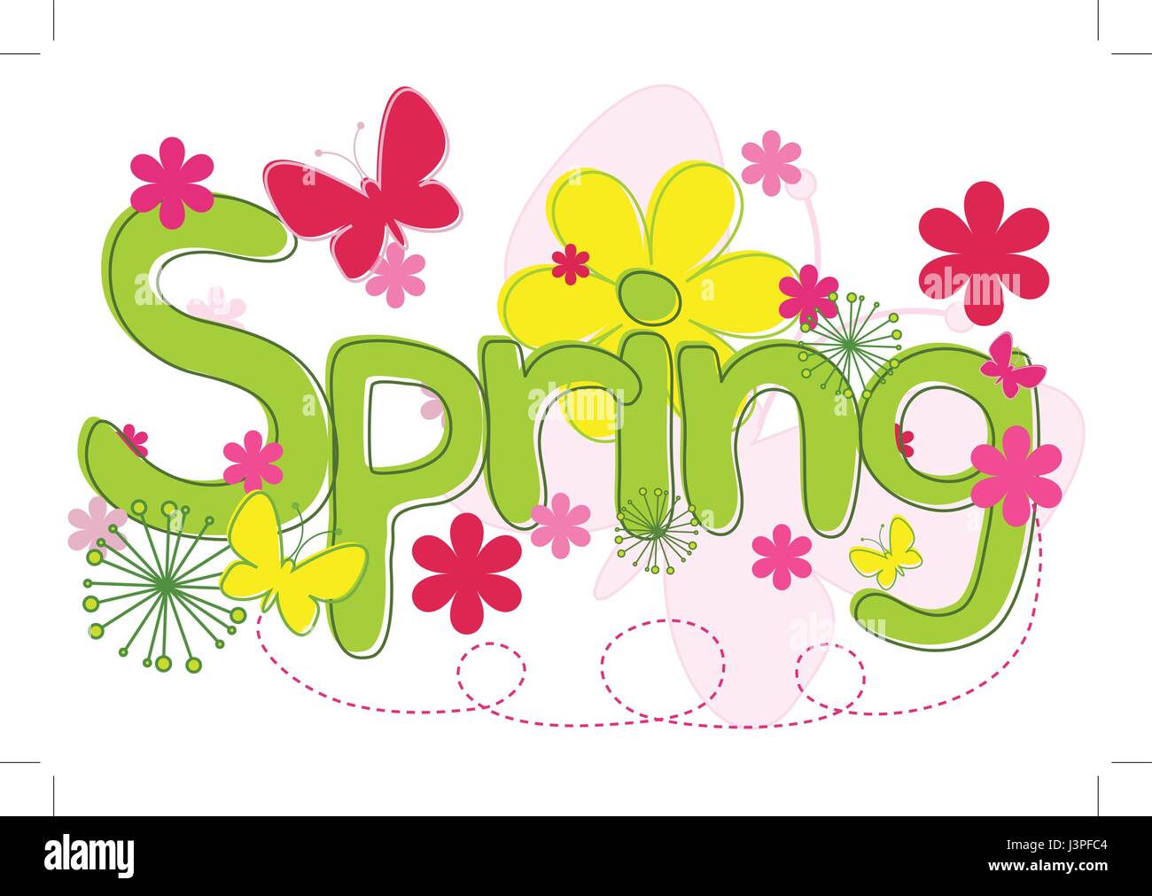 Spring Text-Abstract concept collage of handdrawn “Spring” text with ...