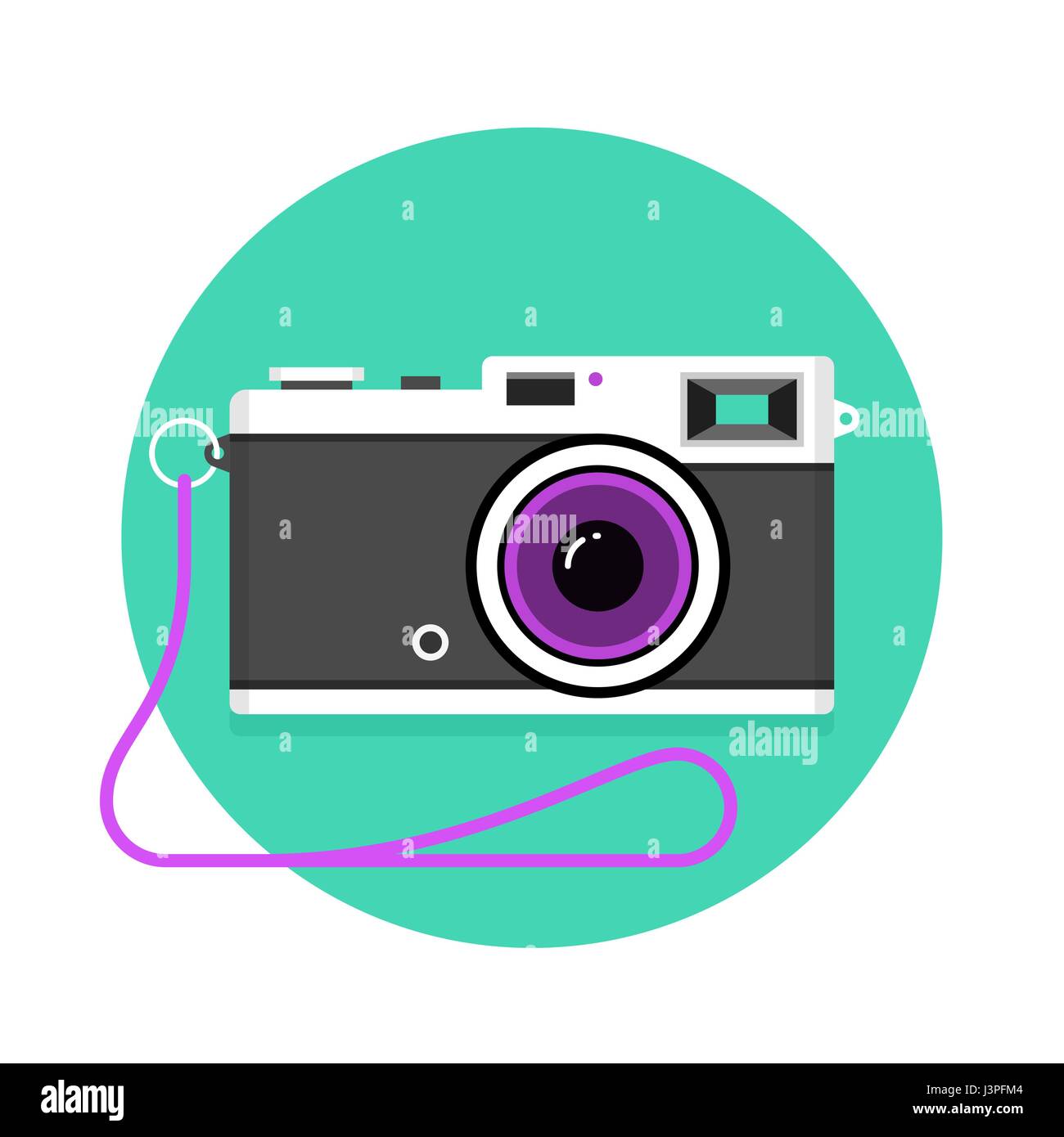Icon of vintage photo camera. Black and white camera on a mint ...