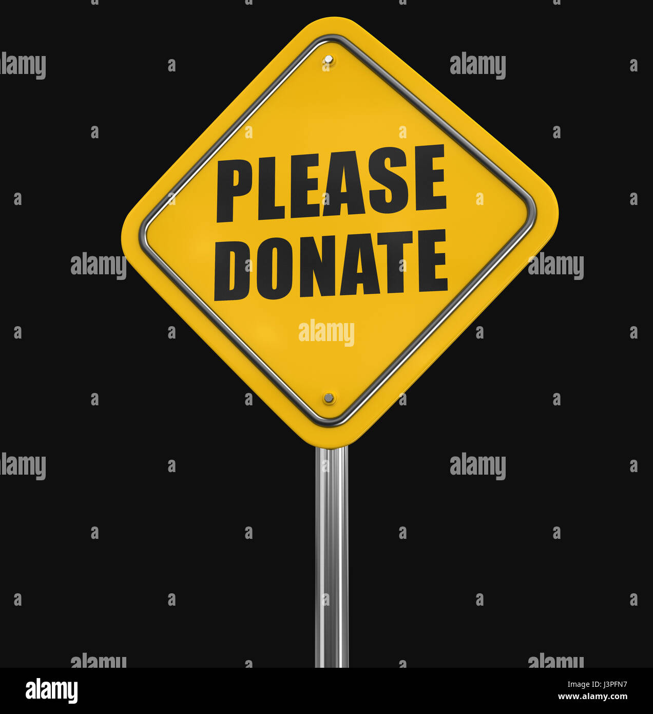 Please donate road sign. Image with clipping path Stock