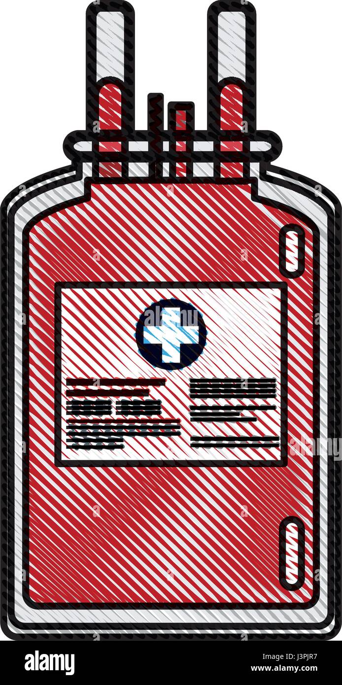 drawing plastic bag blood donate health care Stock Vector