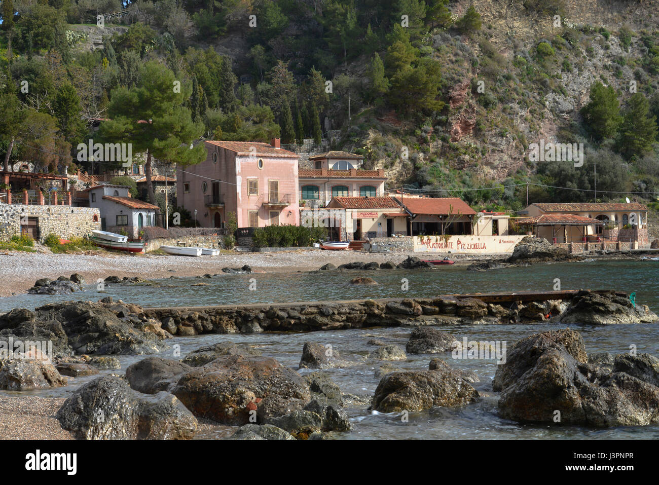 Lido Isola Bella, Mazzaro, Taormina, Sizilien, Italien Stock Photo