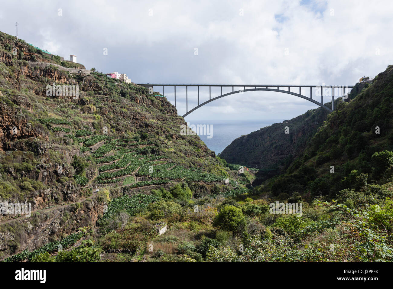 Bridge Puente de Los Tilos, Barranco de Agua, San Andres y Sauces, La Palma, Spain Stock Photo