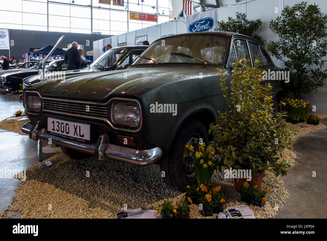 STUTTGART, GERMANY - MARCH 03, 2017: Small family car Ford Escort MK1 1300 XL, 1970. Europe's greatest classic car exhibition 'RETRO CLASSICS' Stock Photo