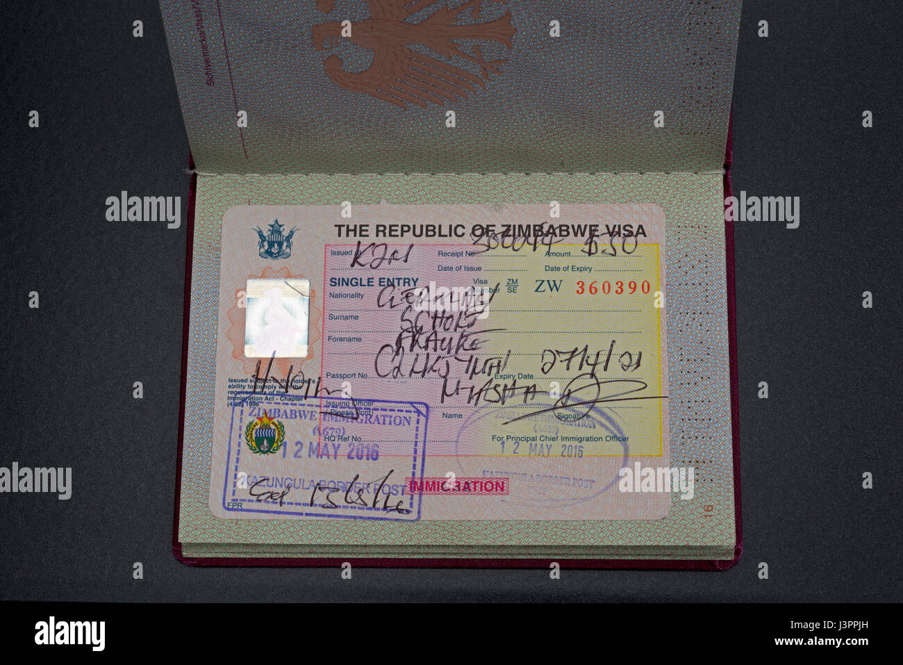 Visa, Zimbabwe Stock Photo