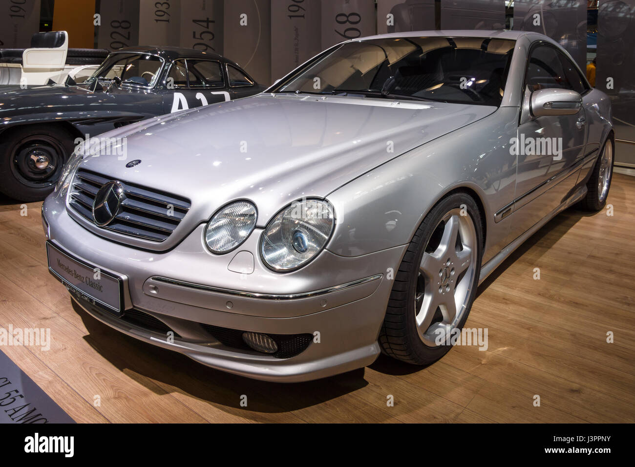 STUTTGART, GERMANY - MARCH 03, 2017: Large luxury grand tourer car Mercedes-Benz CL 55 AMG 'F1 Limited Edition', (C215), 2001. Europe's greatest classic car exhibition 'RETRO CLASSICS' Stock Photo
