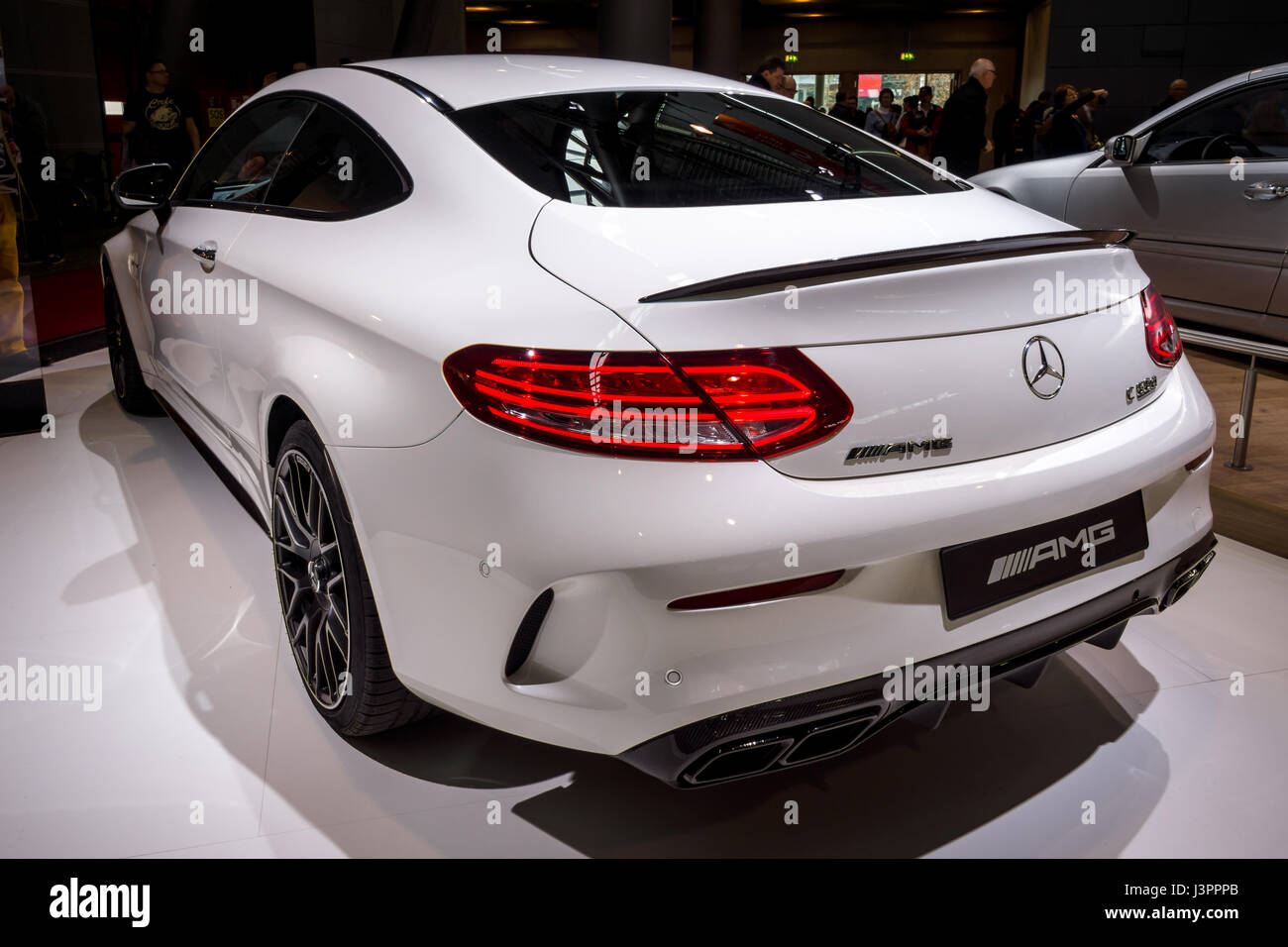 Stuttgart Germany March 03 17 Compact Luxury Car Mercedes Amg C63 S Coupe 16 Rear View Europe S Greatest Classic Car Exhibition Retro Classics Stock Photo Alamy