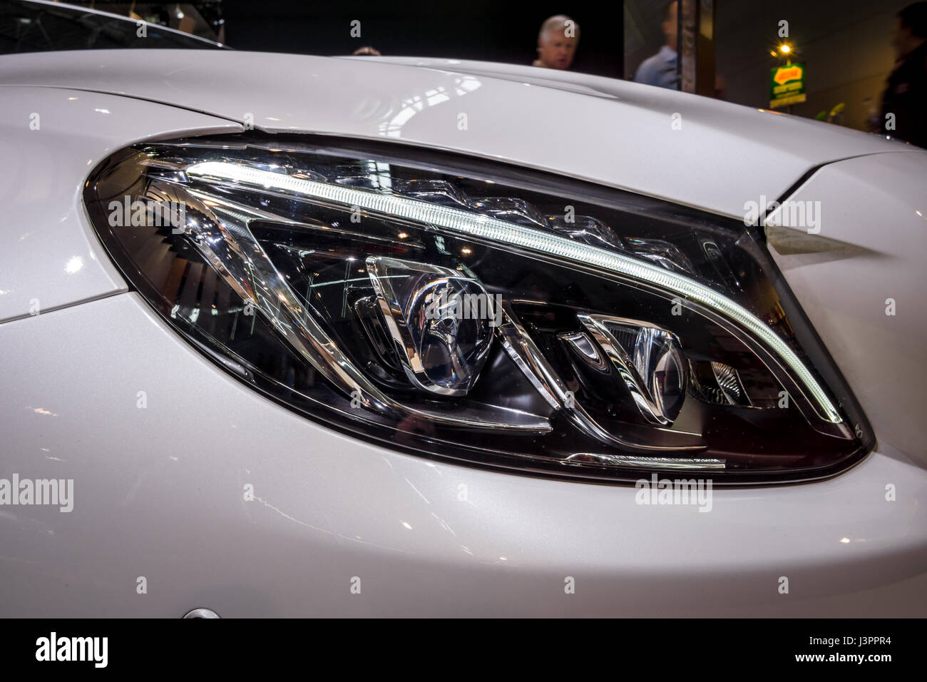 STUTTGART, GERMANY - MARCH 03, 2017: Headlamp of the Mercedes-AMG C63 S  Coupe, 2016. Europe's greatest classic car exhibition "RETRO CLASSICS Stock  Photo - Alamy