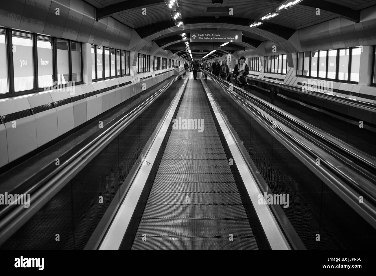 Travelators inside the National Exhibition Centre in Birmingham. Stock Photo