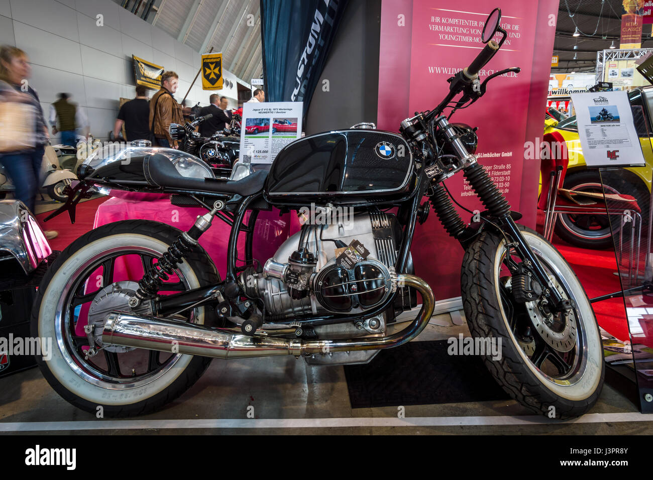 STUTTGART, GERMANY - MARCH 03, 2017: The motorcycle BMW R100 Cafe Racer, 1991. Europe's greatest classic car exhibition 'RETRO CLASSICS' Stock Photo