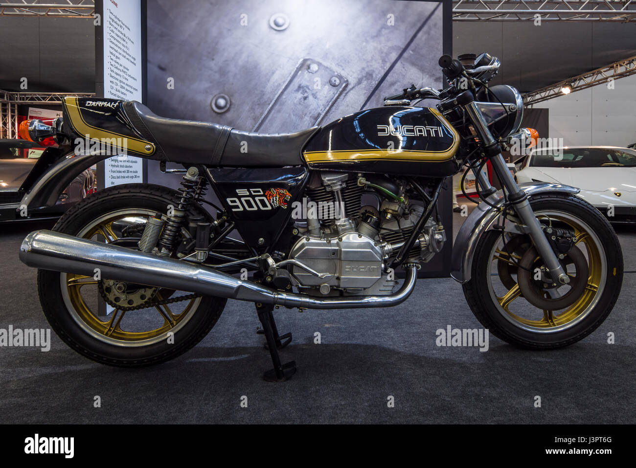 STUTTGART, GERMANY - MARCH 03, 2017: Motorcycle Ducati SD900 Darmah, 1979. Europe's greatest classic car exhibition 'RETRO CLASSICS' Stock Photo