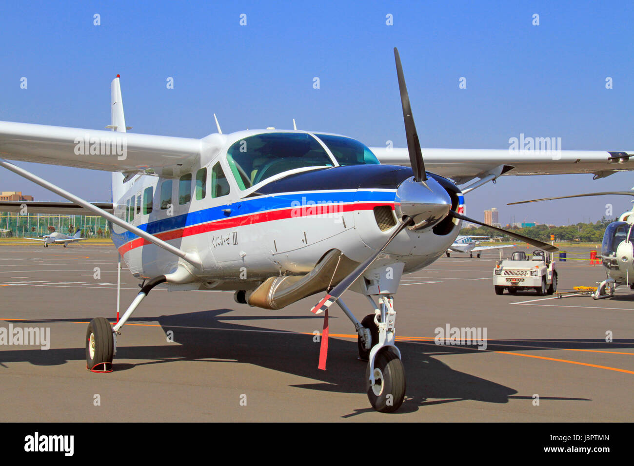 Aerial Survey Aircraft Cessna 208B Kunikaze III at Chofu Airport Tokyo Japan Stock Photo
