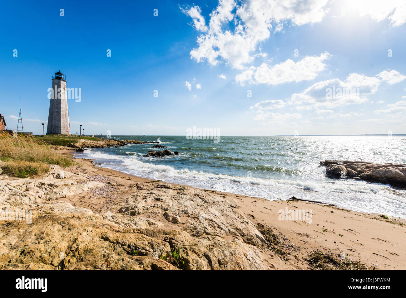 New England Lighthouse in Lighthouse Point Park in New Haven ...