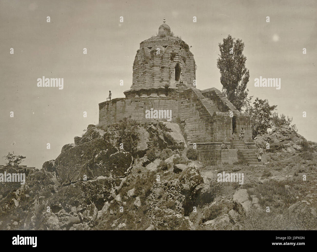 Kashmir. Temple of Jyeshteswara  Shankaracharya , on the Takht i Suliman Hill, near Srinagar. Probable date 220 B.C. 1 Stock Photo