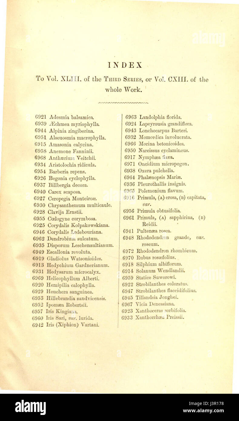 Index   Curtis' 113 (Ser. 3 no. 43) (1887) Stock Photo
