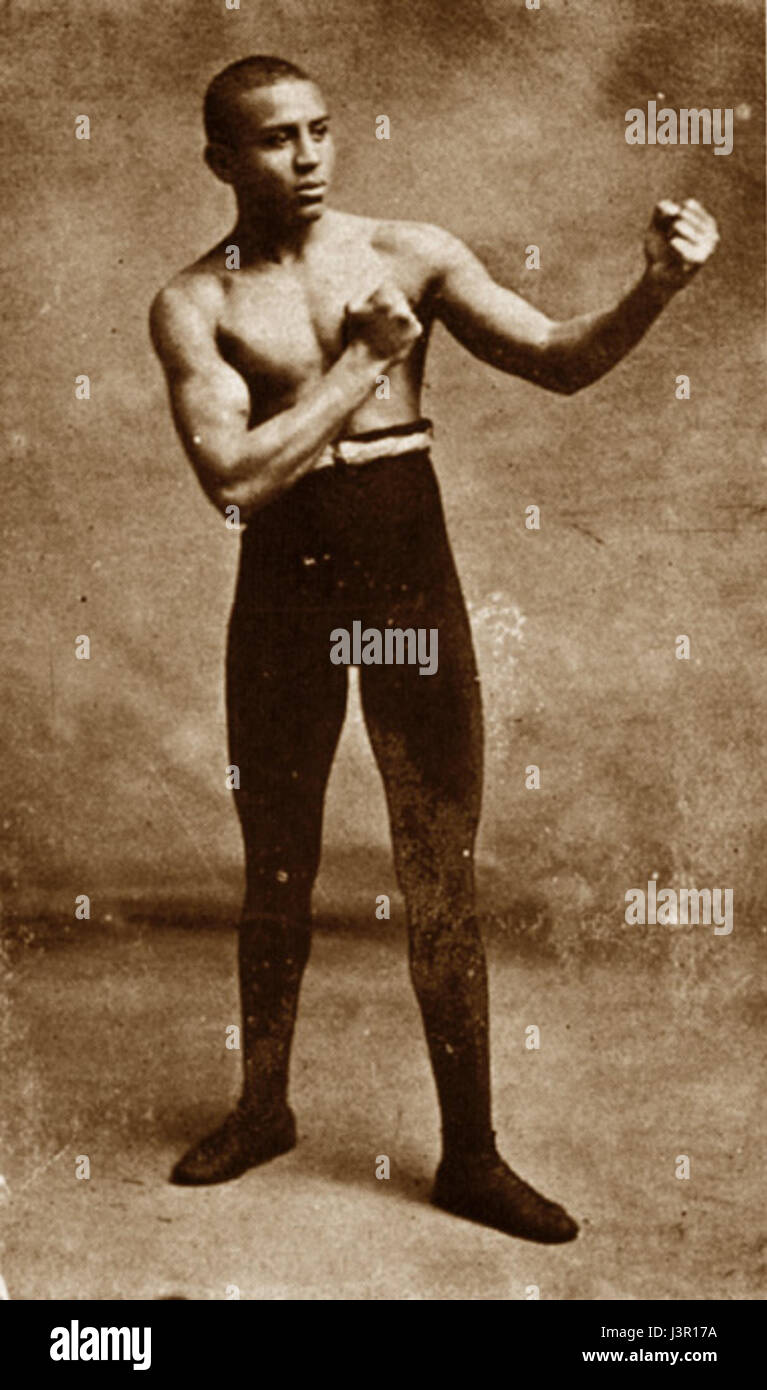 Joe Gans was an American boxer and the first African American world lightweight champion, known for his skill and achievements in early 20th-century boxing. Stock Photo