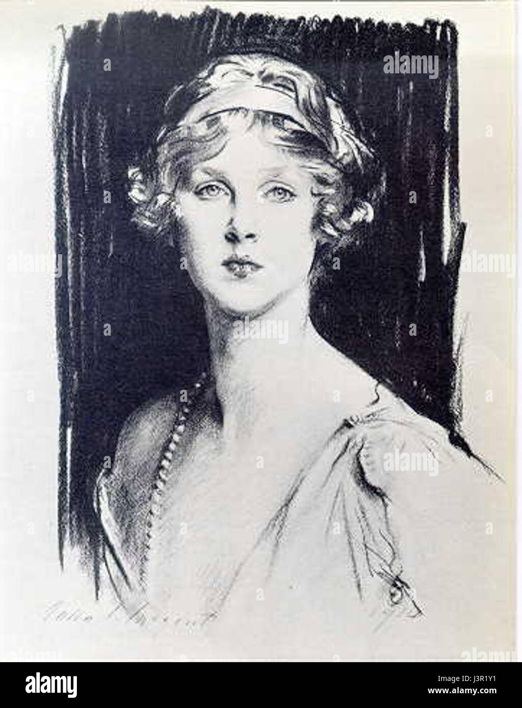 A portrait of Lady Diana Manners by John Singer Sargent, capturing the elegance and refinement of British aristocracy during the late 19th century. Stock Photo