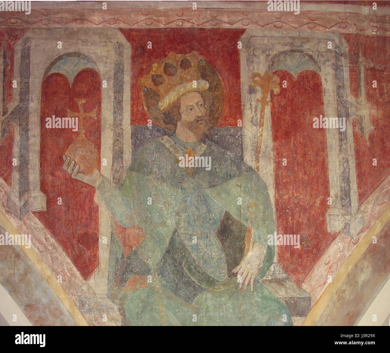 The fresco, likely related to the historical figure of Sigismund ...