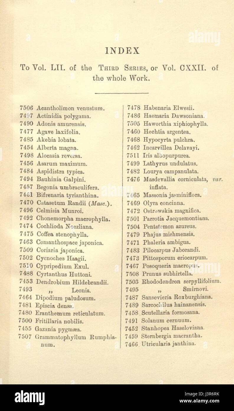 Index   Curtis' 122 (Ser. 3 no. 52) (1896) Stock Photo