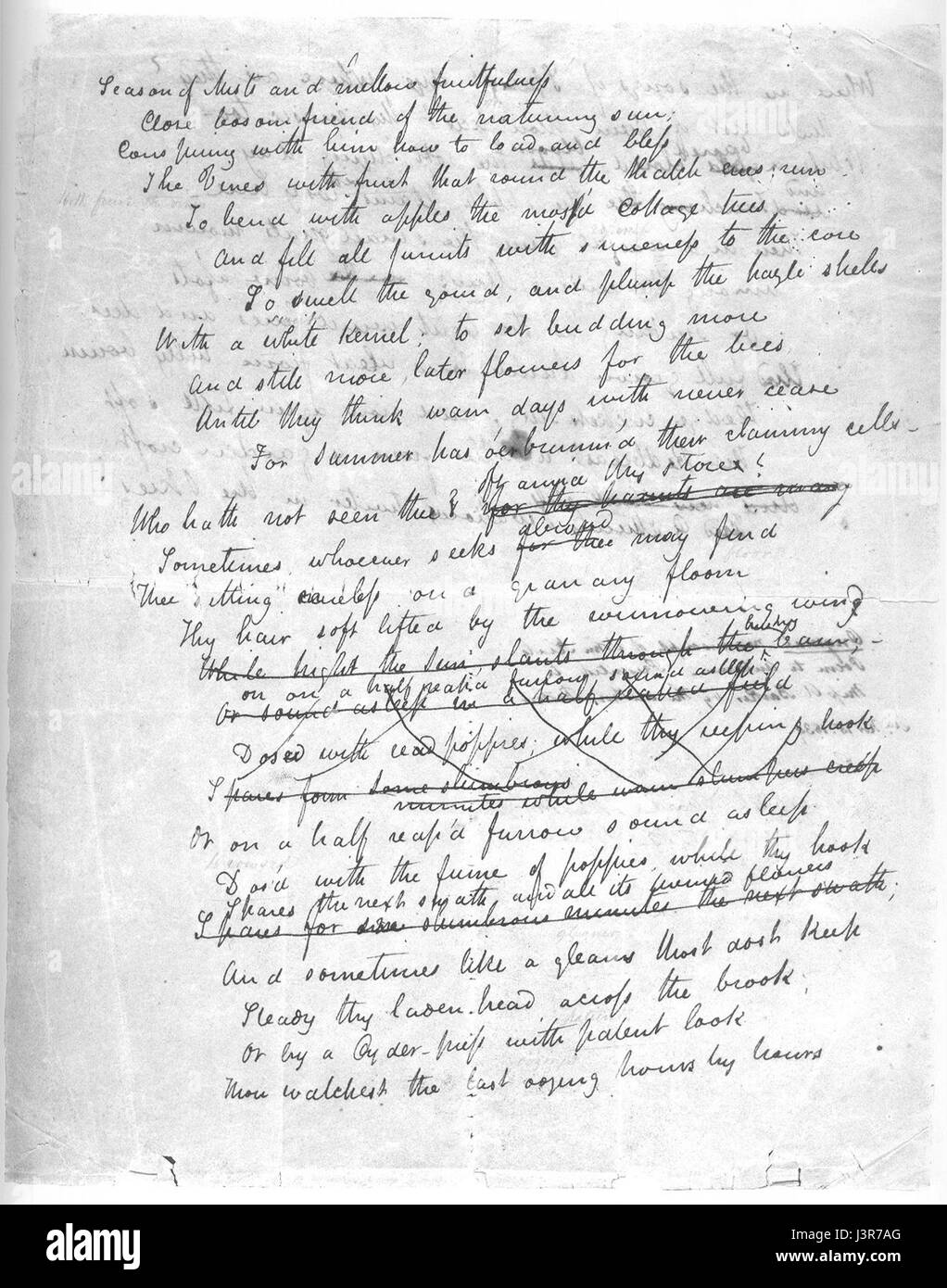 John Keats   To Autumn Manuscript 1 unrestored Stock Photo