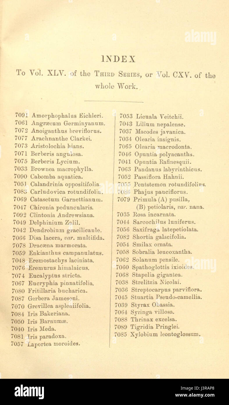 Index   Curtis' 115 (Ser. 3 no. 45) (1889) Stock Photo