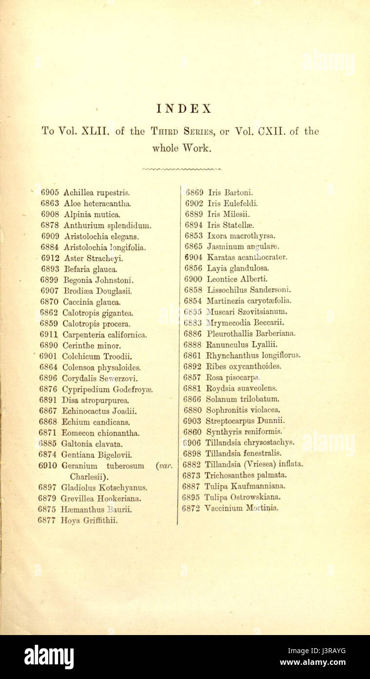 Index   Curtis' 112 (Ser. 3 no. 42) (1886) Stock Photo